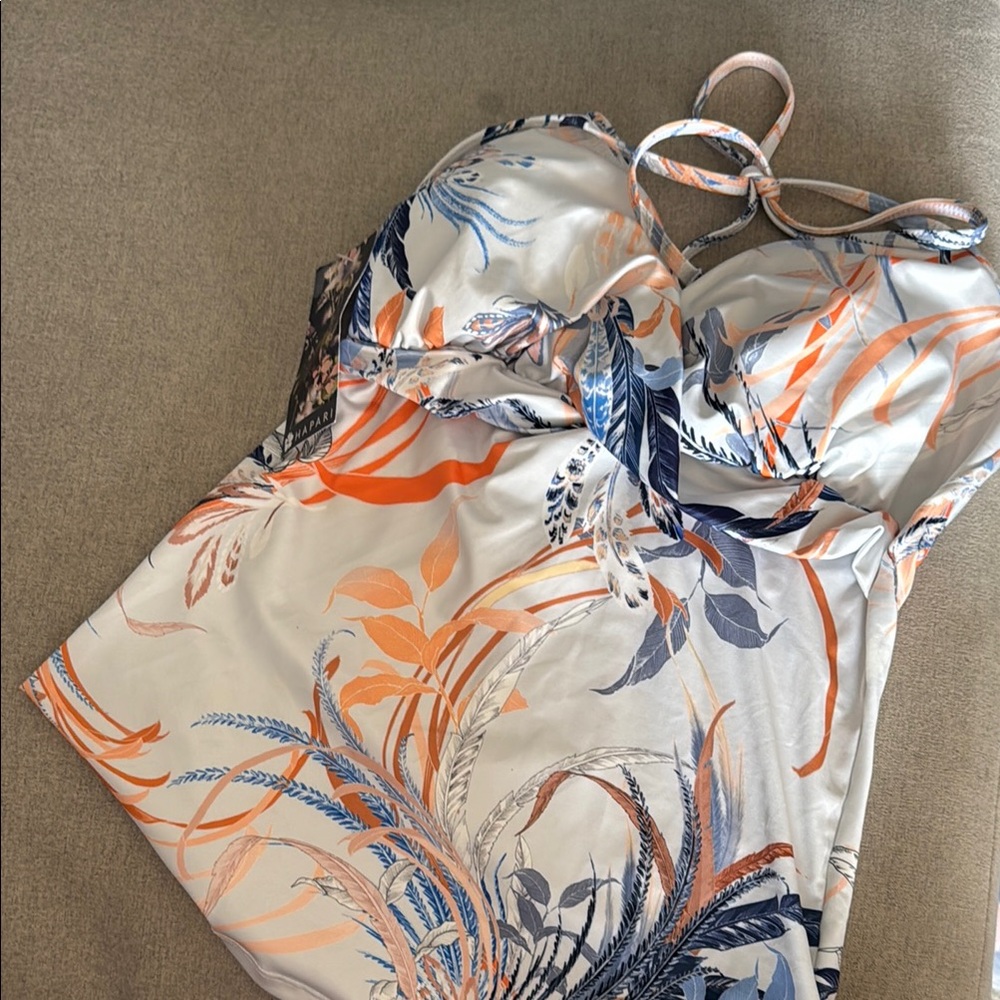 Floral Print Twist Swim Halter Top with Straps